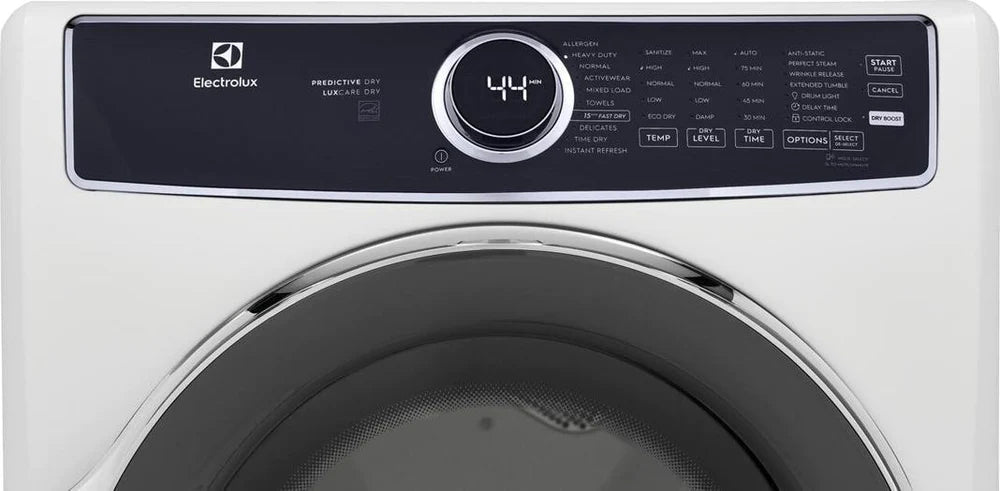 Electrolux ELFE753CAW Dryer_27" Width_Electric Dryer_8.0 cu. ft. Capacity_Steam Clean_10 Dry Cycles_5 Temperature Settings_Stackable_Steel Drum_White colour_AB1242