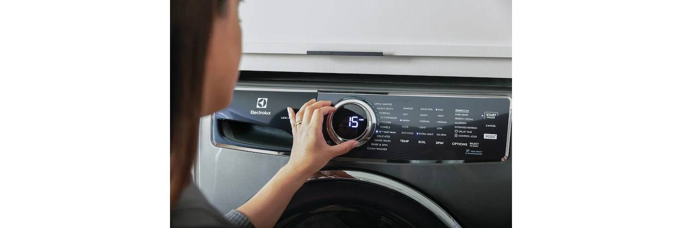 Electrolux ELFW7637AT Front Load Washer_27" Width_ENERGY STAR Certified_5.2 cu. ft. Capacity_Steam Clean_11 Wash Cycles_5 Temperature Settings_Stackable_1300 RPM Washer Spin Speed_Water Heater_Titanium colour_AB1234