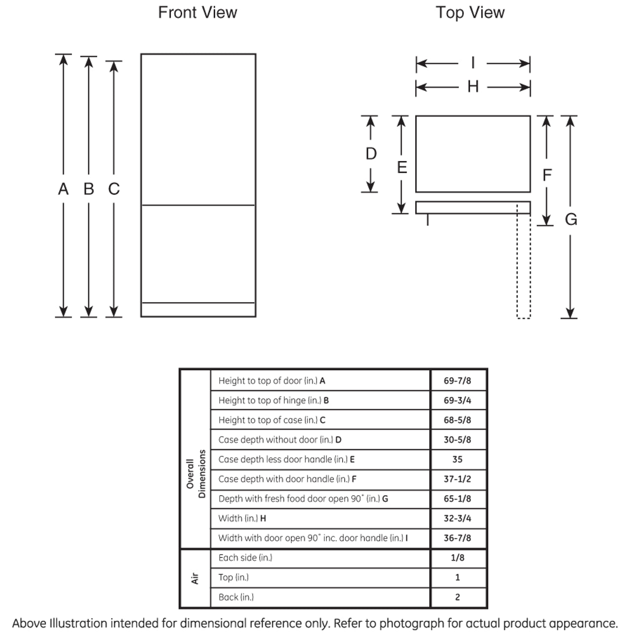GE Refrigerator 33" Stainless Steel GDE25ESKSS
