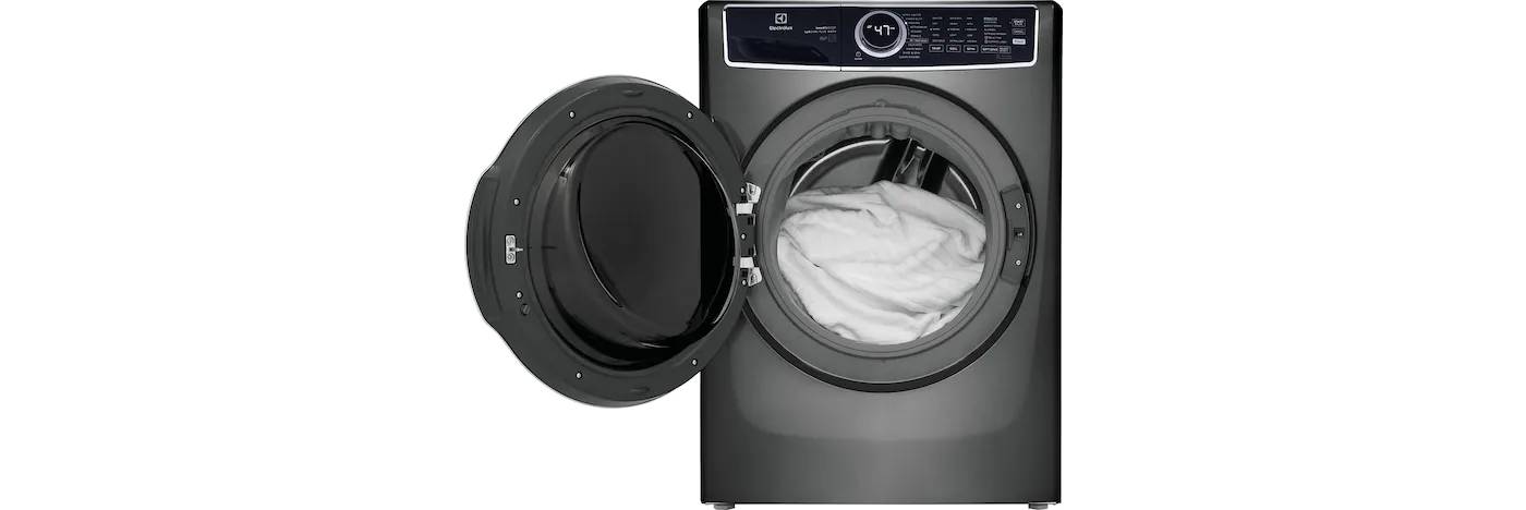 Electrolux ELFW7637AT Front Load Washer_27" Width_ENERGY STAR Certified_5.2 cu. ft. Capacity_Steam Clean_11 Wash Cycles_5 Temperature Settings_Stackable_1300 RPM Washer Spin Speed_Water Heater_Titanium colour_AB1234