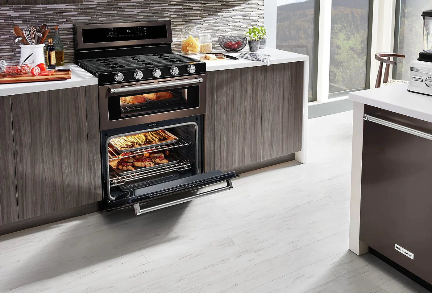 KITCHENAID Ranges 30" Black Stainless Steel KFGD500EBS - Appliance Bazaar