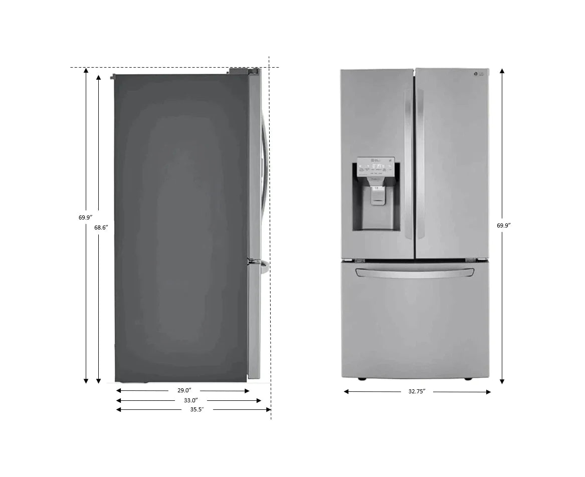 LG Refrigerator 33" Stainless Steel LRFXS2503S - Appliance Bazaar